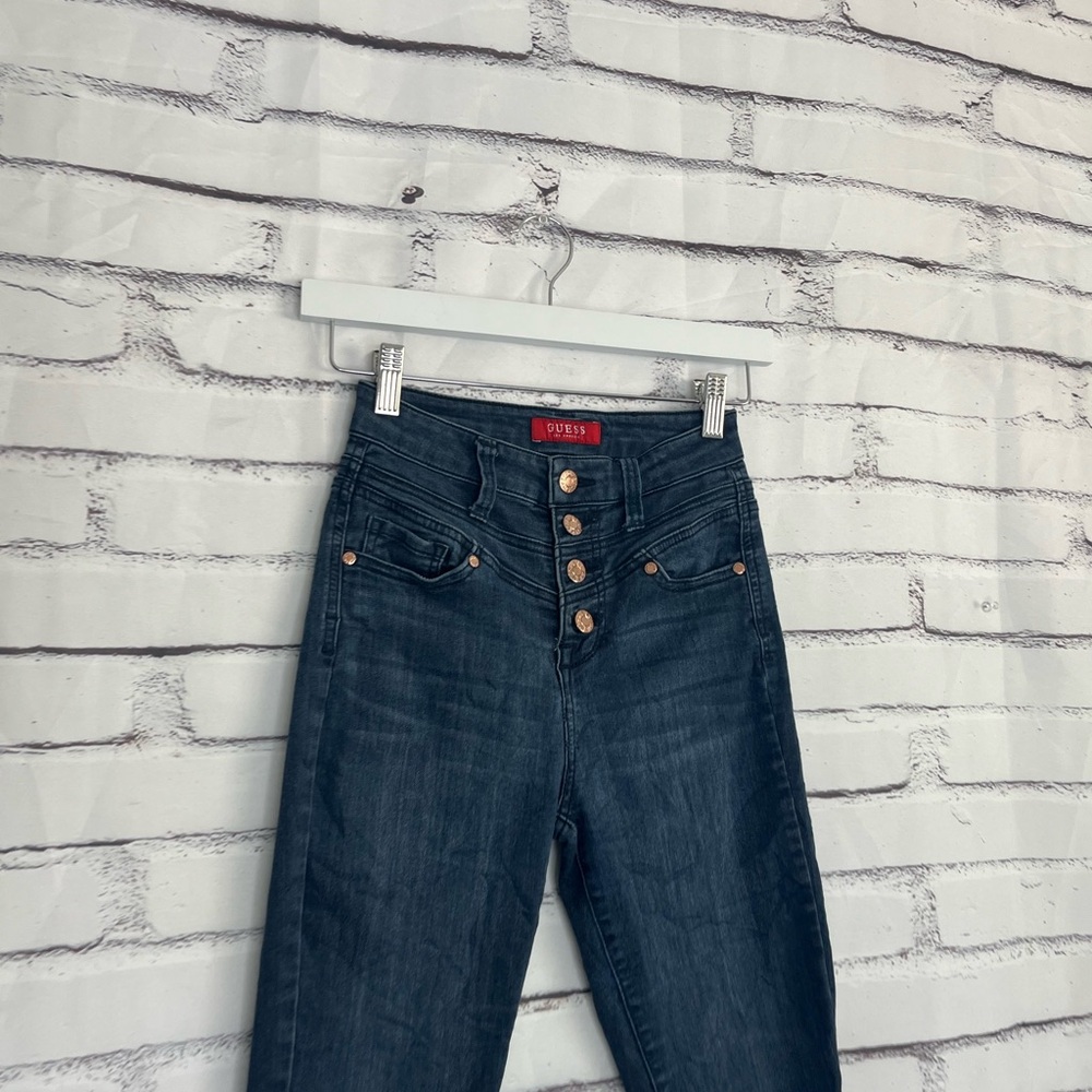 Guess High Rise Button Fly Skinny Jeans Dark Wash Women’s 25 Stretch Denim - Picture 4 of 17